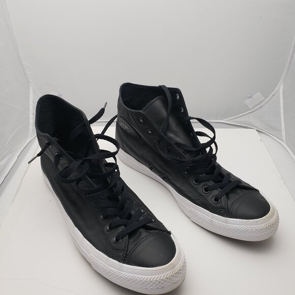 Converse All Star Chuck Taylor High Top Black Leather Sz M 15 - Picture 1 of 8